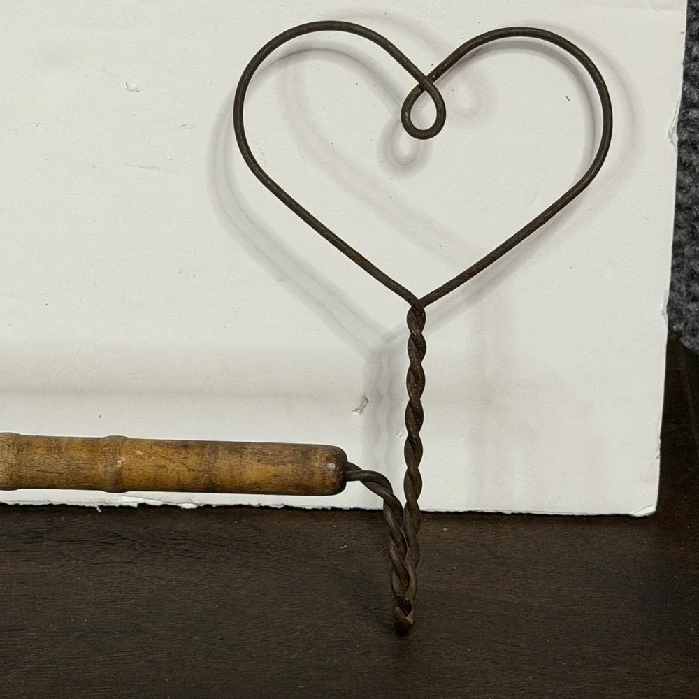 Wooden Spool / Wire Hearts - Hand Towel Bar